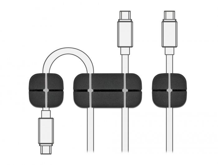 Delock Kabel-Halteclips Silikon Schwarz (B x H) 24 mm x 10 mm 1 Set 18331-3