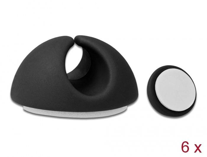 Delock Kabel-Halteclips Thermoplast Schwarz (Ø x H) 6.5 mm x 15 mm 6 St. 18342-4