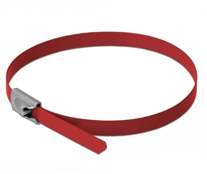 Delock 18779 Edelstahl-Kabelbinder Rot 10 St.