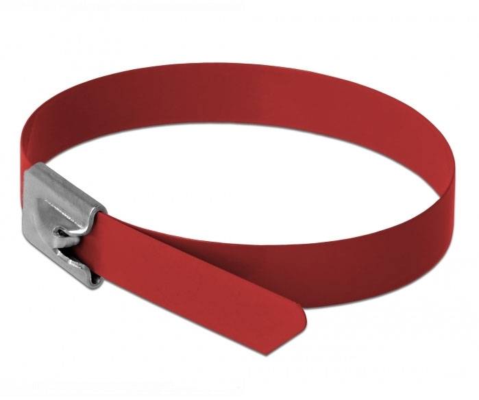 Delock 18782 Edelstahl-Kabelbinder Rot 10 St.