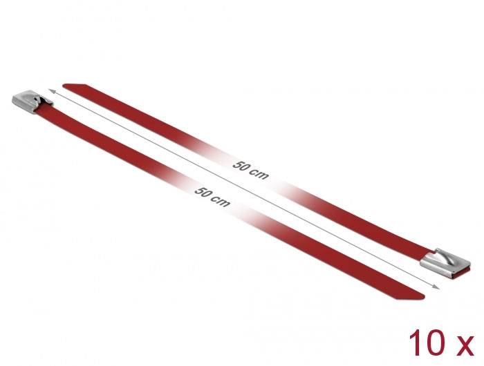 Delock 18784 Edelstahl-Kabelbinder Rot mit Kugelverschluss 10 St.-2