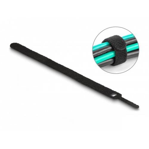 Delock Klettkabelbinder (L x B) 200 mm x 12 mm Schwarz 10 St.