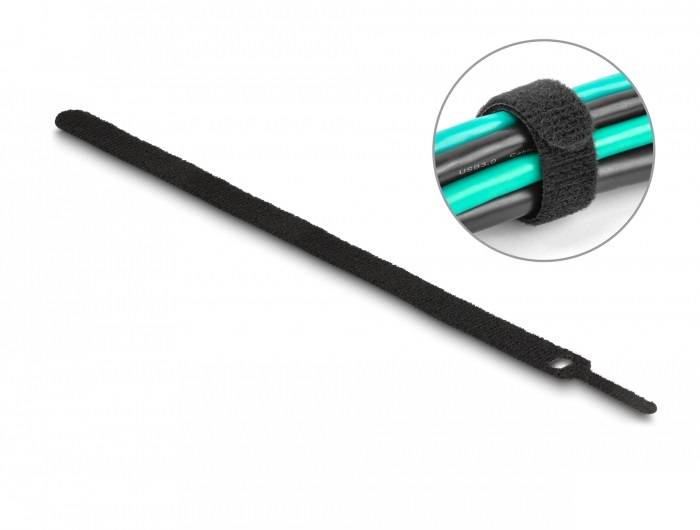 Delock Klettkabelbinder zum Bündeln (L x B) 250 mm x 12 mm Schwarz 10 St.-1