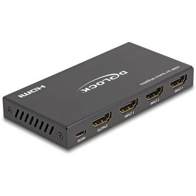 Delock 18603 HDMI-Switch Ultra HD-fähig, LED-Anzeige, mit Fernbedienung, Metallgehäuse-0