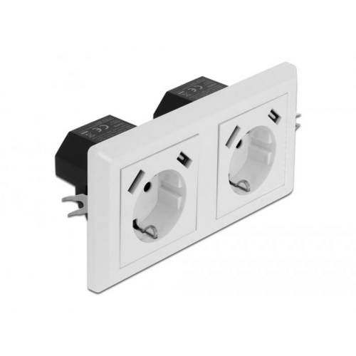 Thumbnail - Delock 11475 Einbau-Steckdoseneinheit mit USB, ohne Kabel Weiß