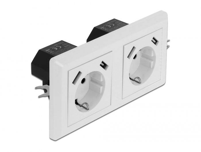 Delock 11475 Einbau-Steckdoseneinheit mit USB, ohne Kabel Weiß-1