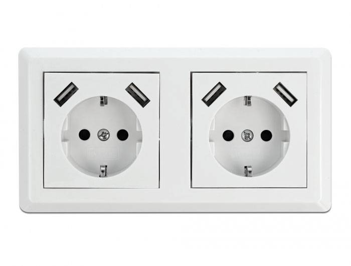 Delock 11475 Einbau-Steckdoseneinheit mit USB, ohne Kabel Weiß-3