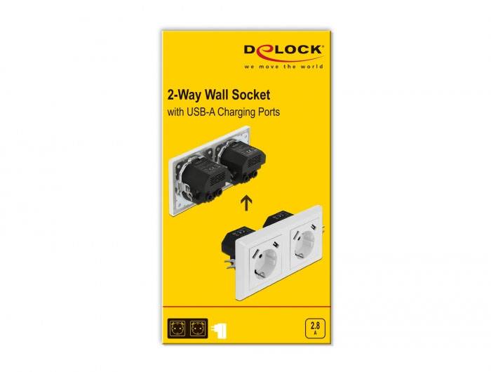 Delock 11475 Einbau-Steckdoseneinheit mit USB, ohne Kabel Weiß-4