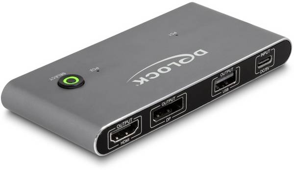 Delock 11485  USB-C® (USB 3.2 Gen 2) Umschalter DisplayPort®, HDMI  7680 x 4320 Pixel, 3840 x 2160 Pixel