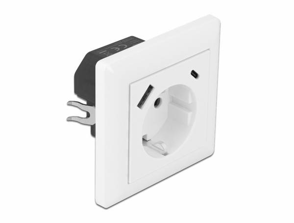 Delock 11489 Einbau-Steckdose mit USB, mit USB-C® Weiß