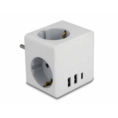 Delock Netzteil - 16 A - 6 Ausgabeanschlussstellen (2 x 9-polige USB Typ A, USB-C, 3 x Stecker CEE 7/3)-1