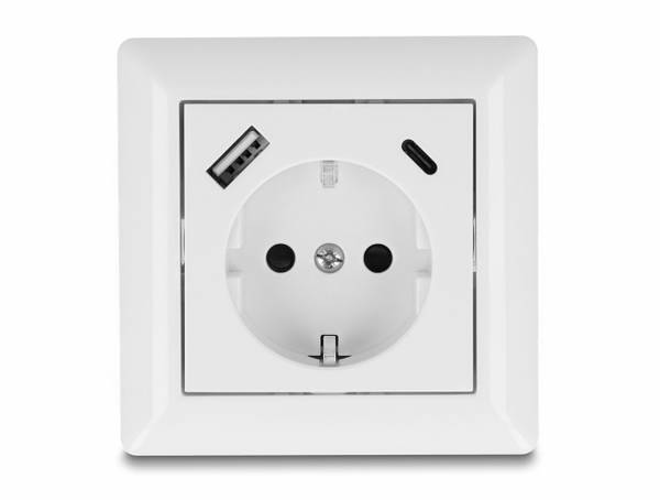 Delock 11499 Einbau-Steckdose mit USB-C®, mit USB Weiß