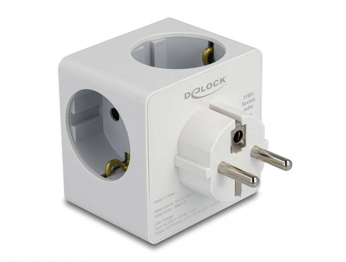 Delock 11501 Steckdosenwürfel Weiß Schutzkontakt 1 St.-2