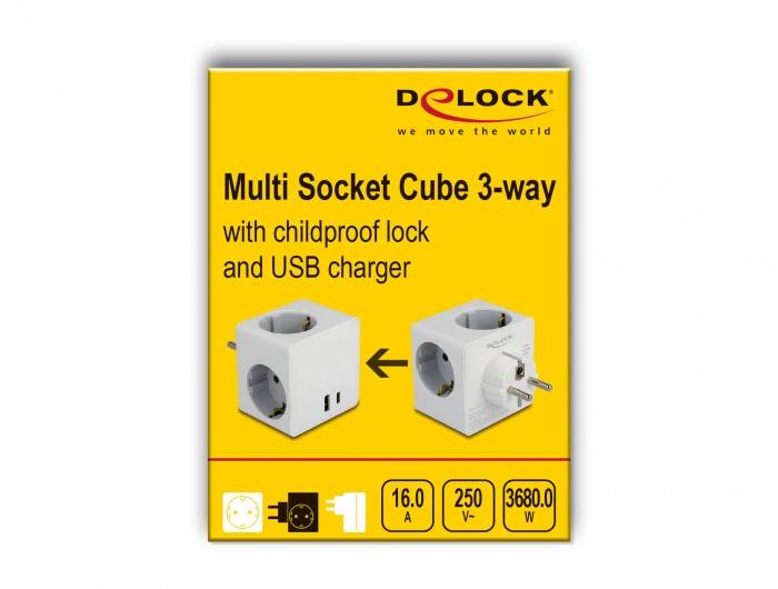 Delock 11501 Steckdosenwürfel Weiß Schutzkontakt 1 St.-5