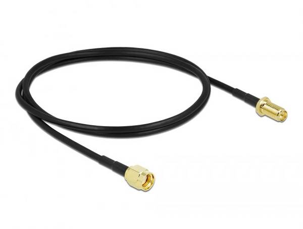 Delock WLAN-Antennen Anschlusskabel [1x RPSMA-Stecker - 1x RPSMA-Buchse] 1 m Schwarz