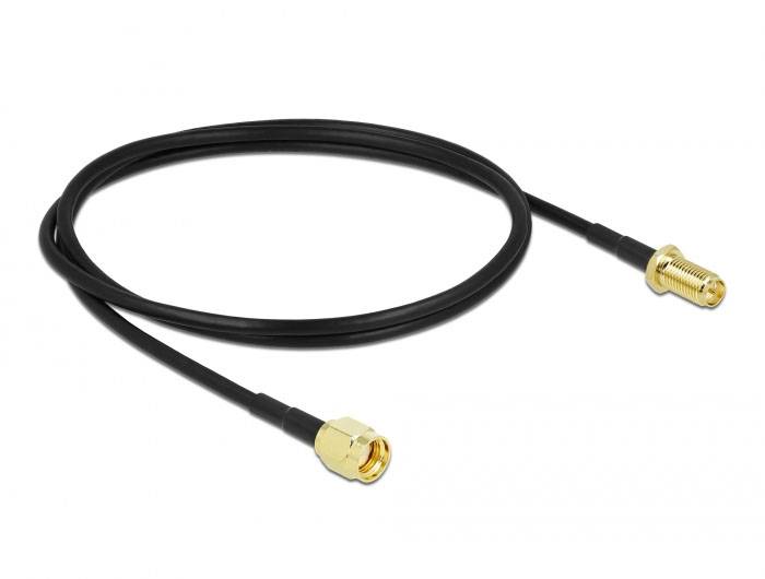 Delock WLAN-Antennen Anschlusskabel [1x RPSMA-Stecker - 1x RPSMA-Buchse] 1 m Schwarz-1