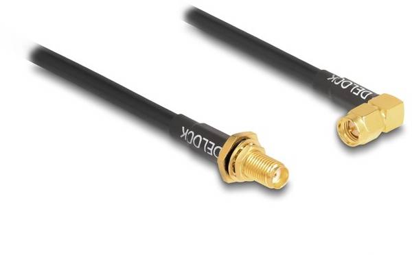 Delock WLAN-Antennen Anschlusskabel [1x SMA-Buchse - 1x SMA-Stecker] 0.3 m Schwarz