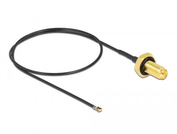 Delock WLAN-Antennen Anschlusskabel [1x RPSMA-Buchse - 1x IPEX-Stecker] 0.35 m Schwarz