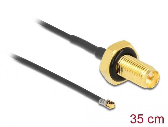 Delock WLAN-Antennen Anschlusskabel [1x RPSMA-Buchse - 1x IPEX-Stecker] 0.35 m Schwarz-2