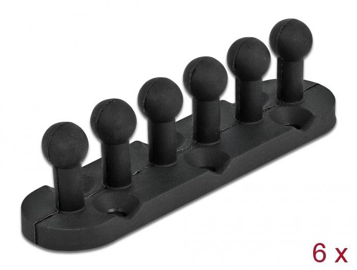 Delock Kabel-Halteclips Silikon Schwarz (Ø x H) 5 mm x 23 mm 6 St. 18332-1