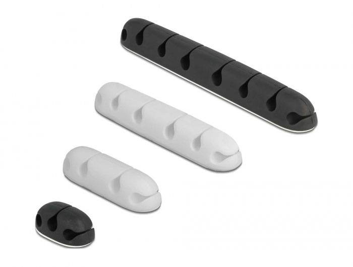 Delock Kabel-Halteclips Silikon Schwarz, Weiß (B x H) 14 mm x 14 mm 1 Set 18402-1