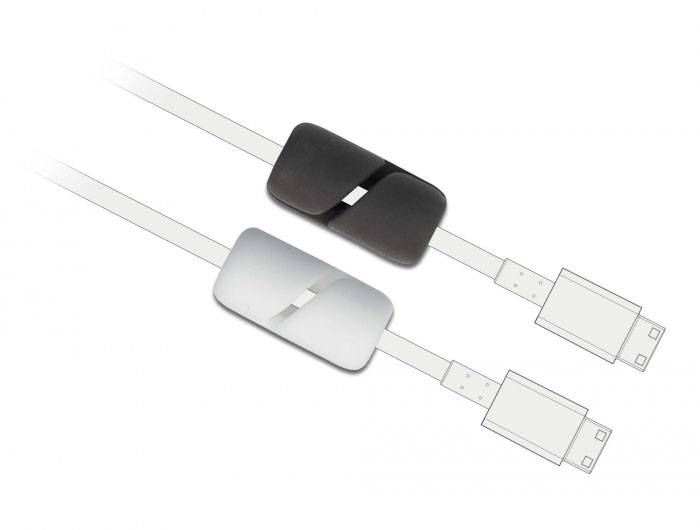 Delock Kabel-Halteclips Silikon Schwarz, Weiß (L x B x H) 23 x 11 x 11 mm 1 Set 18404-3