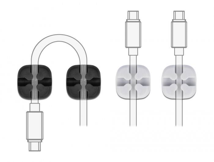 Delock Kabel-Halteclips Thermoplast Schwarz, Grau (L x B x H) 20 x 20 x 10 mm 1 Set 18405-2