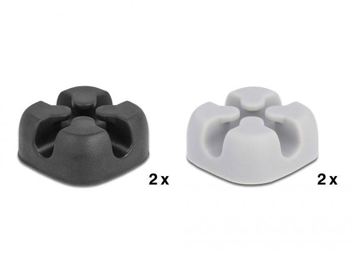Delock Kabel-Halteclips Thermoplast Schwarz, Grau (L x B x H) 20 x 20 x 10 mm 1 Set 18405-3