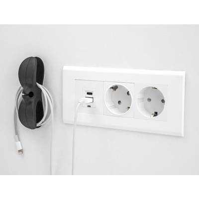 Delock Kabel-Halteclips Silikon Weiß, Grau, Schwarz (Ø x H) 8 mm x 2.8 cm 1 Set 18443-3