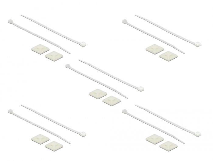 Delock Kabelbinderhalterung - weiß - Cable Tie Mount 25 x 25 mm with Cable Tie L-1