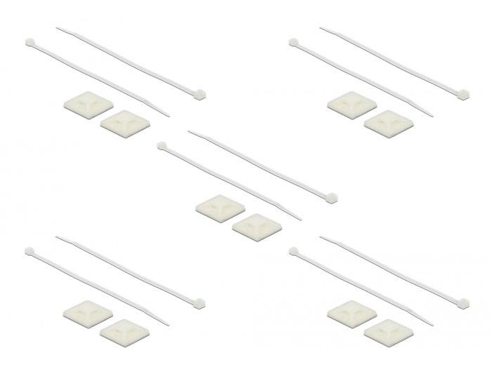 Delock Kabelbinderhalterung - weiß - Cable Tie Mount 30 x 30 mm with Cable Tie L-1