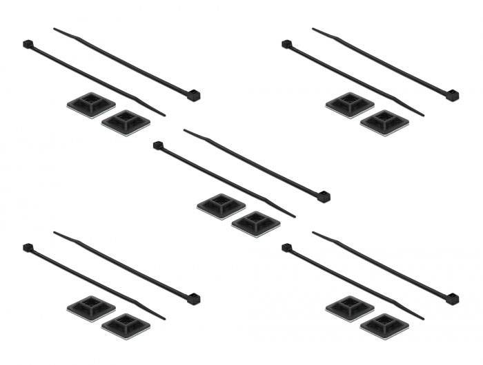 Delock Kabelbinderhalterung - Schwarz - Cable Tie Mount 28 x 28 mm with Cable Ti-0