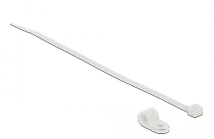 Delock Kabelbinder-Kit - 20 cm - weiß - Befestigungsschelle 6.4 mm mit Kabelbind