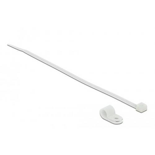 Delock Kabelbinder-Kit - 20 cm - weiß - Befestigungsschelle 6.4 mm mit Kabelbind