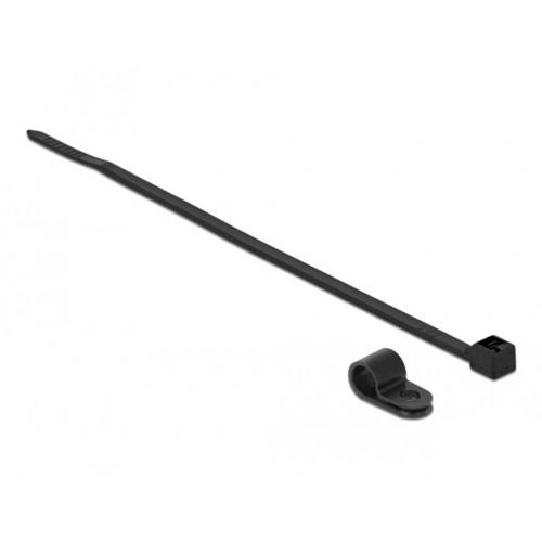 Delock Kabelbinder-Kit - 20 cm - Schwarz - Befestigungsschelle 6.4 mm mit Kabelb