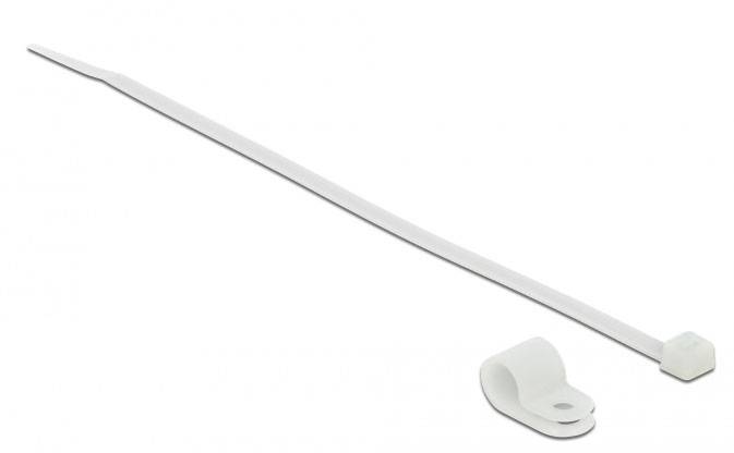 Delock Kabelbinder-Kit - 20 cm - weiß - Befestigungsschelle - 9.5 mm mit Kabelbi