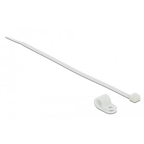 Delock Kabelbinder-Kit - 20 cm - weiß - Befestigungsschelle - 9.5 mm mit Kabelbi