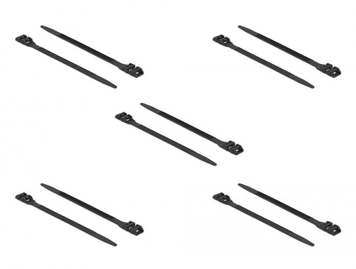 Delock 18887 Kabelbinder Schwarz mit Doppelkopf 10 St.