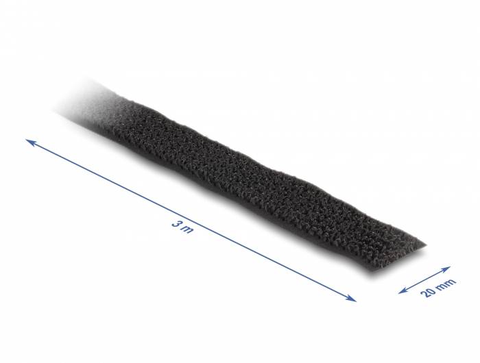 Delock 19111 Klettband (L x B) 3 m x 20 mm Schwarz 1 St.-2