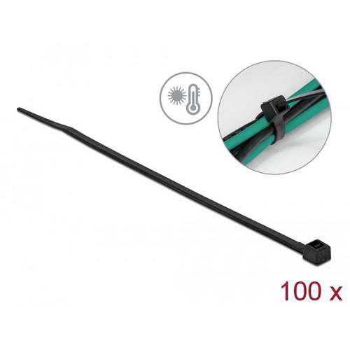 Thumbnail - Delock 19353 Kabelbinder Schwarz Hitzestabilisiert, Wiederverwendbar 100 St.