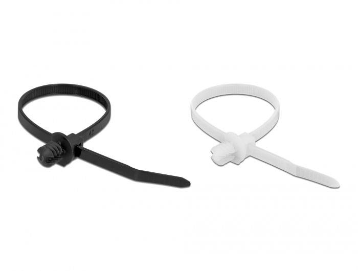 Thumbnail - Delock 19502 Kabelbinder Schwarz, Transparent mit flacher Kopfgeometrie 100 St.