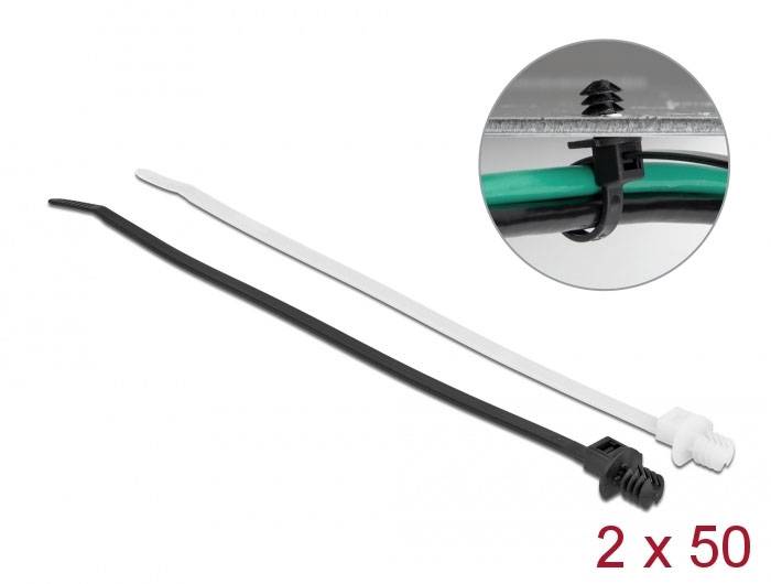 Delock 19502 Kabelbinder Schwarz, Transparent mit flacher Kopfgeometrie 100 St.-4