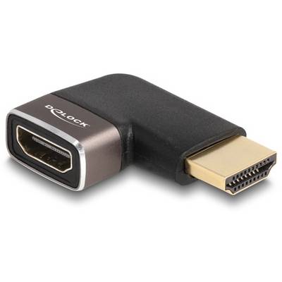 Ein HDMI-Adapter mit einem rechtwinkligen Design, das den Anschluss von HDMI-Kabeln in engen Räumen erleichtert.