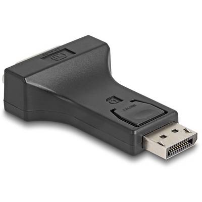 Ein schwarzer DisplayPort-zu-DVI-Adapter, verwendet zur Verbindung von Computern mit Monitoren, die unterschiedliche Anschlüsse haben.