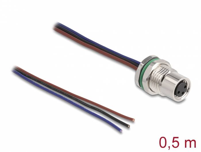 Delock 80146 Sensor-/Aktor-Kabel M8 0.5 m Polzahl Sensoren: 3 1 St. Bag-2