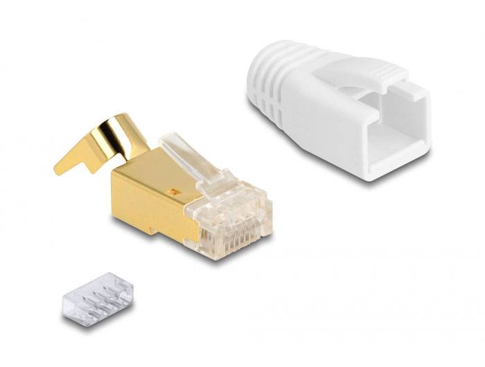 Delock 67018 RJ45 Modularer Stecker mit Zugentlastung und Knickschutztülle für Cat.7 Rundkabel 25er Set 67018 RJ45 Steck-2