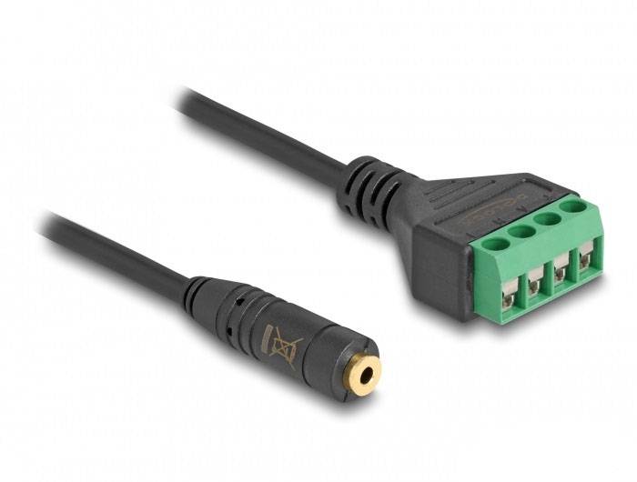 Delock 66295 Klinke Audio Anschlusskabel [1x Klinkenbuchse 3.5 mm - 1x Buchse] 0.2 m Schwarz, Grün-1