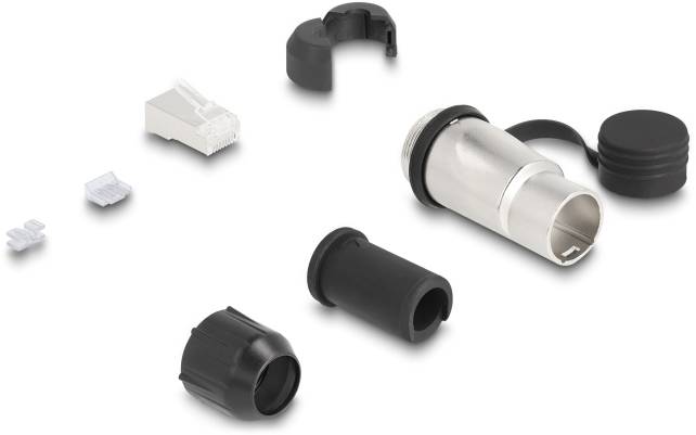 Thumbnail - Delock 67056 RJ45 Modularer Stecker zur Eigenmontage Cat.6A mit robusten Kabelsteckergehäuse und Schutzkappe passend für...