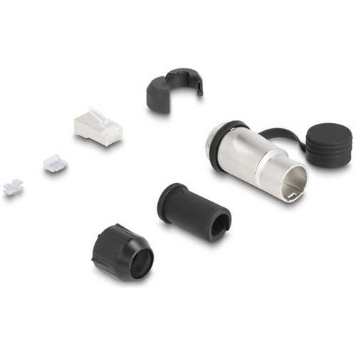 Delock 67056 RJ45 Modularer Stecker zur Eigenmontage Cat.6A mit robusten Kabelsteckergehäuse und Schutzkappe passend für...