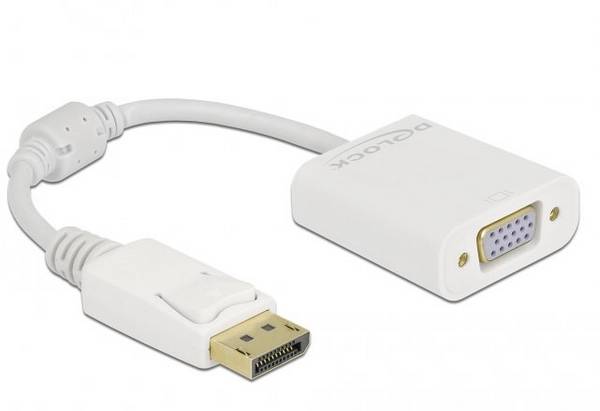 Delock 61007 DisplayPort / VGA Adapter [1x DisplayPort Stecker - 1x D-SUB-Buchse 15pol.] Weiß  0.15 m
